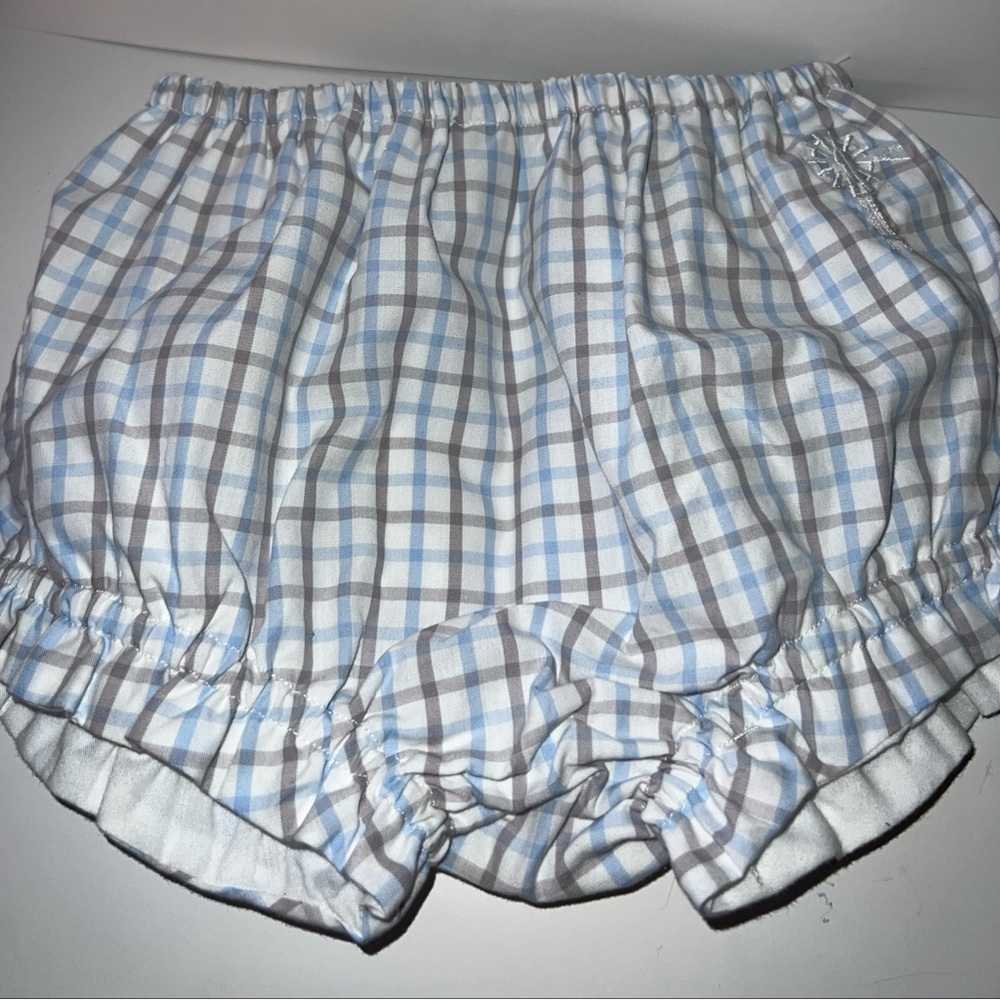 Anna O Lane Size 18M Bloomers Shorts White Plaid Embroidered Lined Cotton